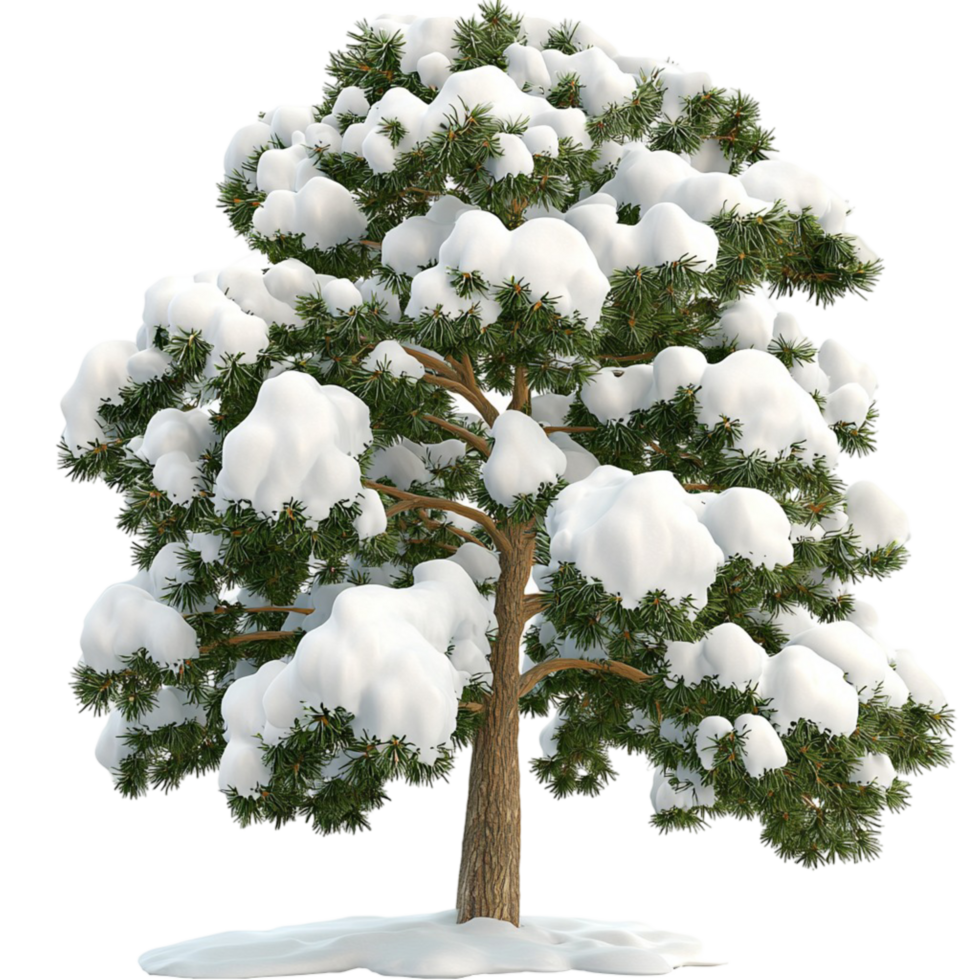 Snow covered tree sting tall branches heavy under white frost png