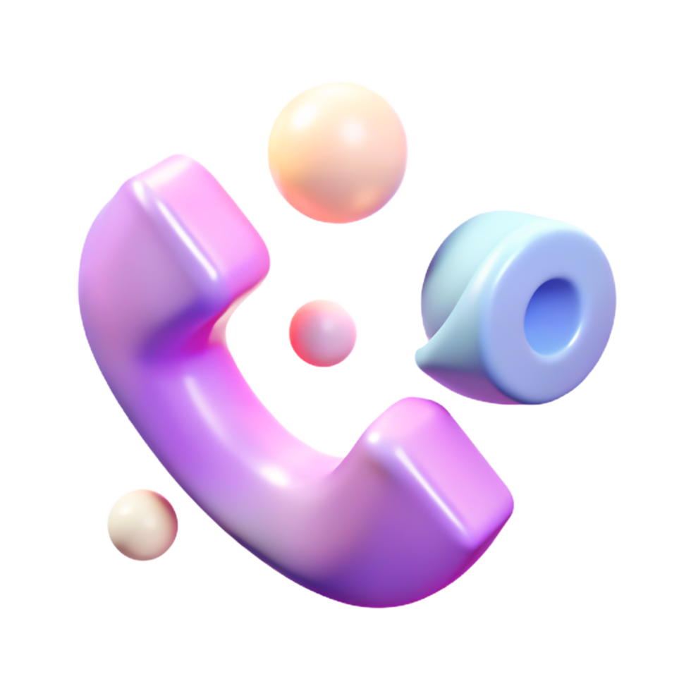 Abstract 3D Pastel Phone Icon with Colorful Spheres Contact Us Design png