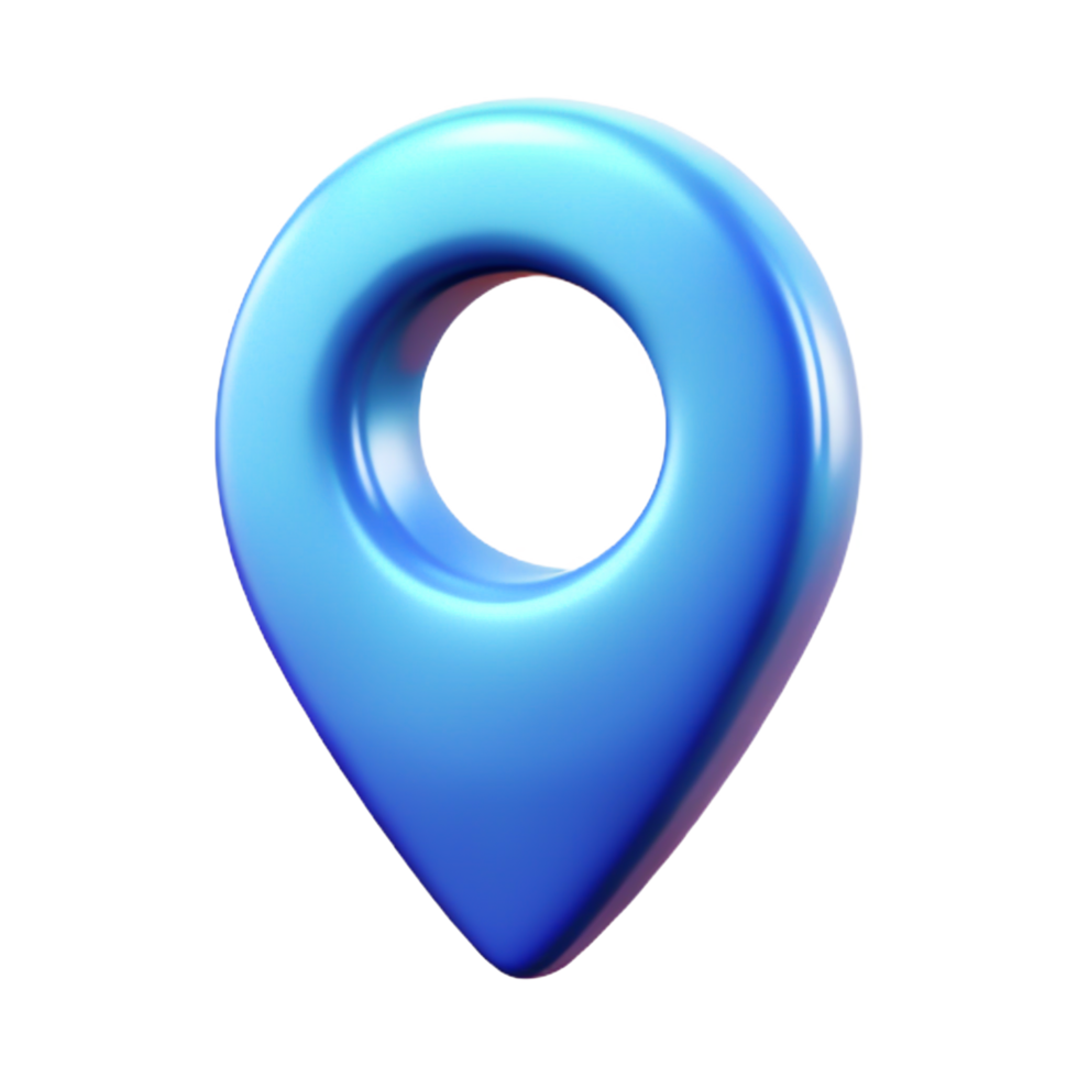 3D Shiny Blue Location Pin Icon Modern GPS Marker for App Design png