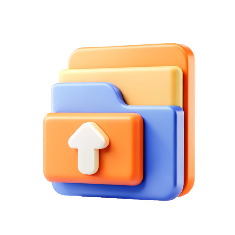 3D Rendered Colorful Upload Folder Icon App UI Design Element png