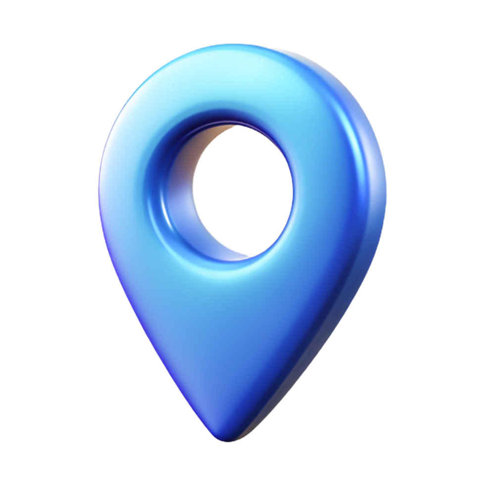 3D Glossy Blue Location Pin Icon Navigation App Marker Design png