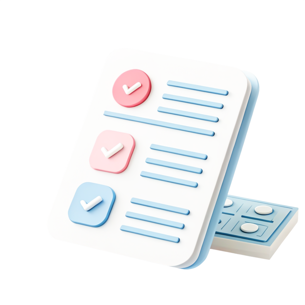 3D Checklist App Interface Design Modern UI To-Do List with Checkmarks png