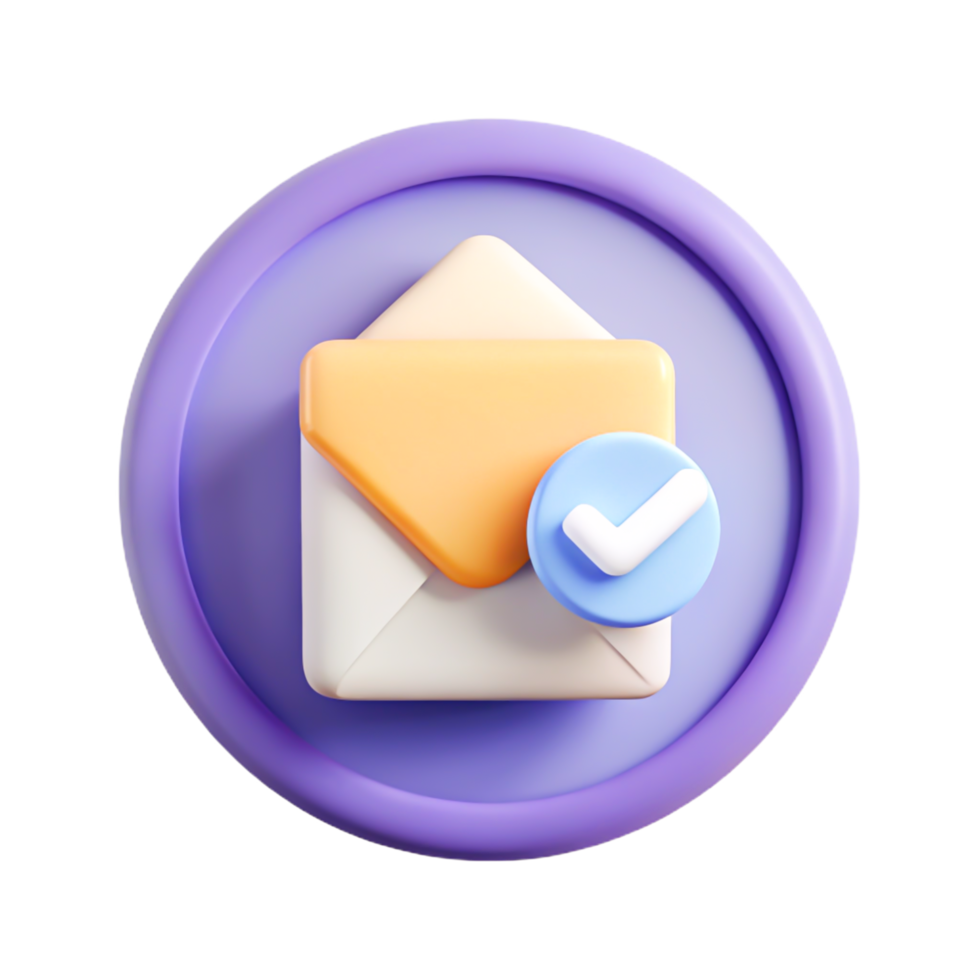 3D Pastel Email Icon Approved Message, Confirmation, Notification, Read png