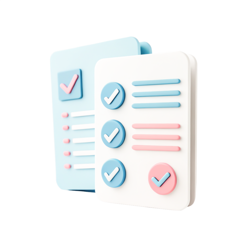 3D Checklist App Icon Modern Pastel UI Design for Task Management png