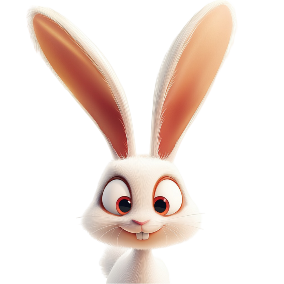 Adorable white rabbit long ears big curious shiny eyes png