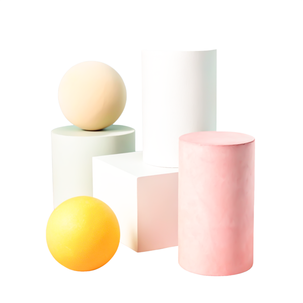 Pastel Colored Cylinders, Cubes Spheres Product Display Mockup png