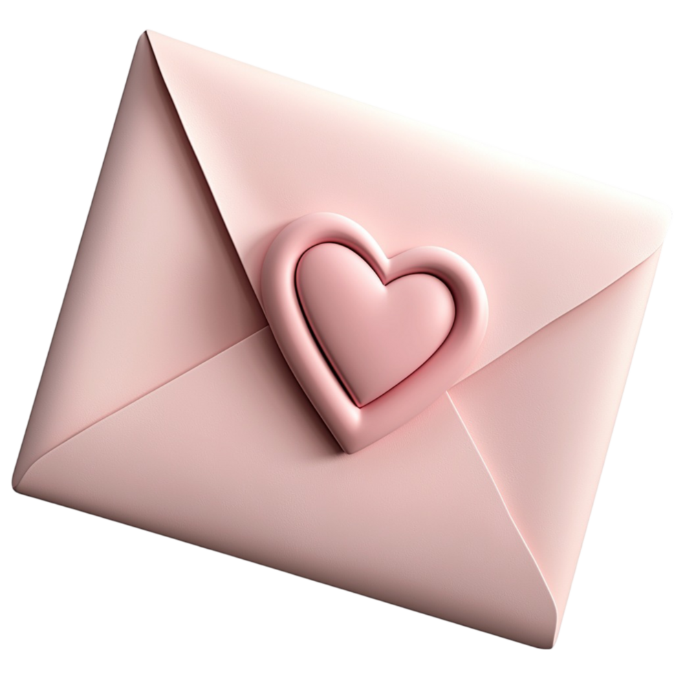 Elegant pink envelope embossed heart symbol smooth glossy texture png