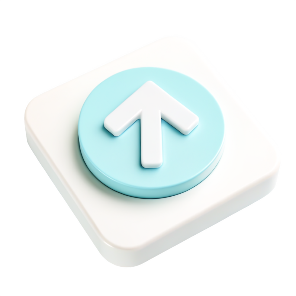 3D Render Up Arrow Button Minimalist Pastel Blue and White UI Element png