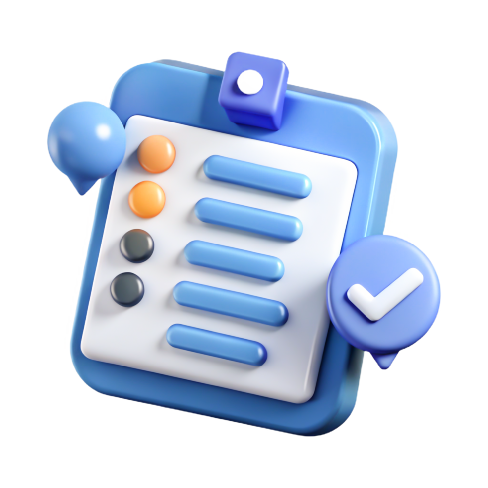 3D Checklist App Icon Modern Blue UI Task Management Design Element png