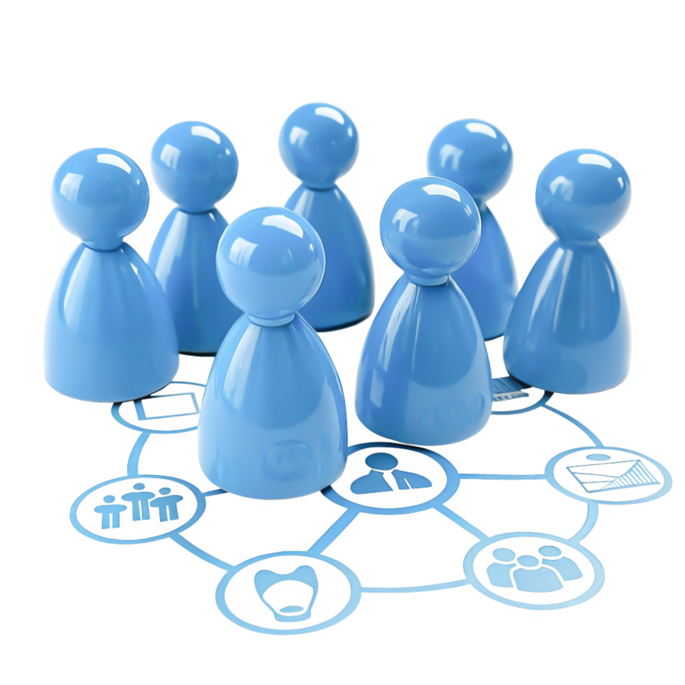 3D Render Blue People Network Teamwork Collaboration Concept png