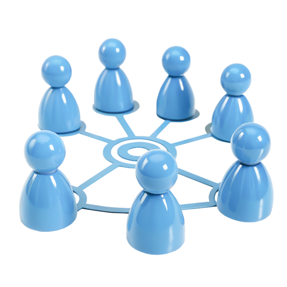 Blue 3D People Connected Network Teamwork, Collaboration, Communication png
