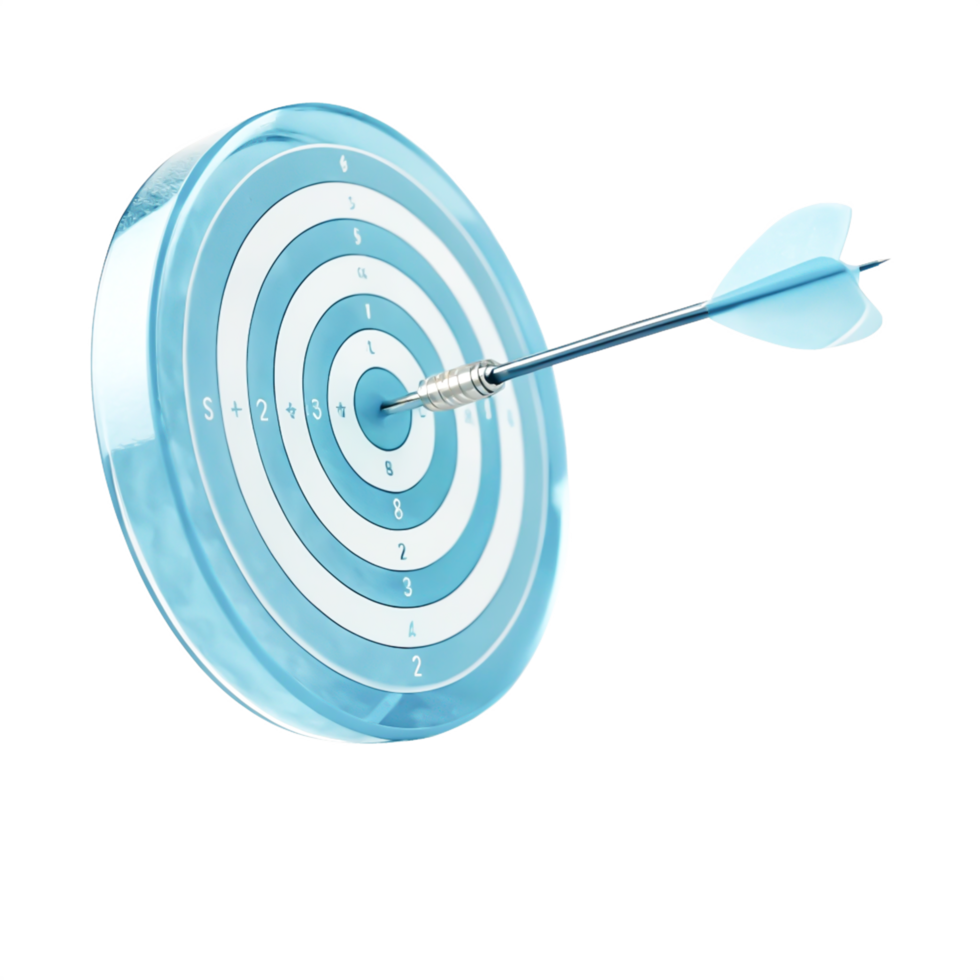 Blue Glass Dartboard Target Bullseye Achievement Success Goal Concept png