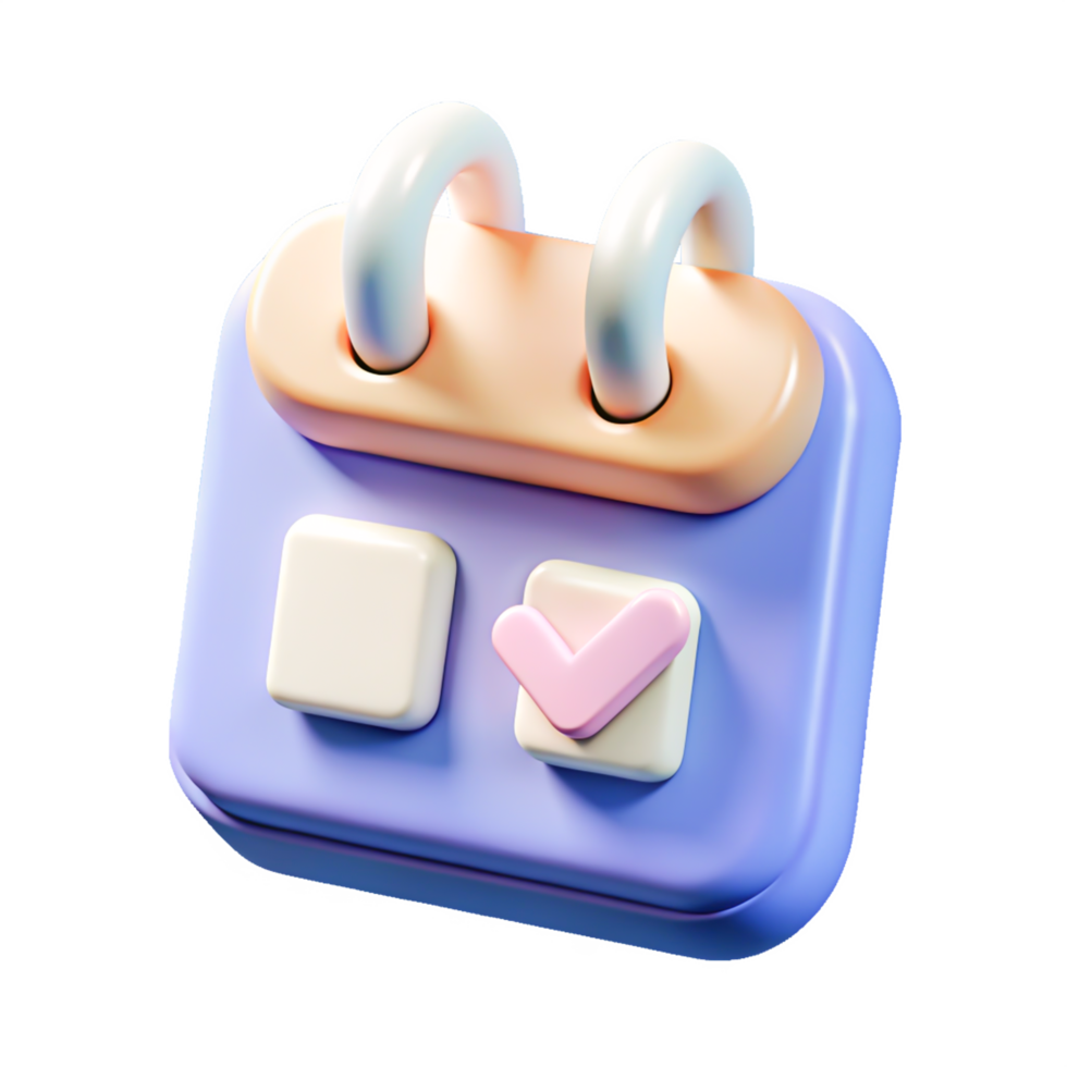Cute 3D Cartoon Calendar Icon Checklist App UI Design Element png