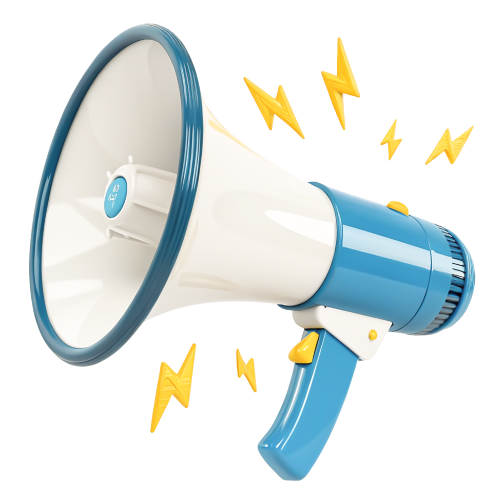 Cartoon Megaphone 3D Render Announcement, Promotion, Marketing, Loudspeaker png