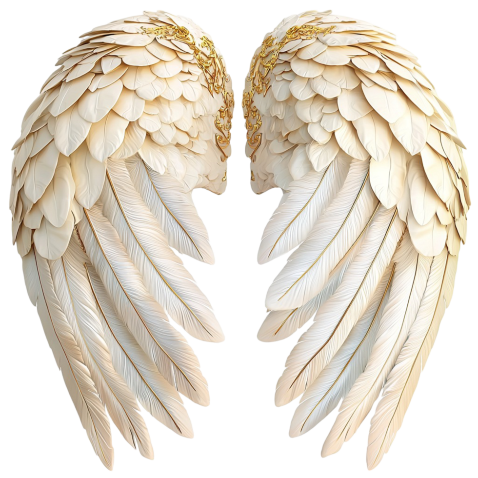 Elegant angel wings soft white feathers beautifully detailed layered texture png