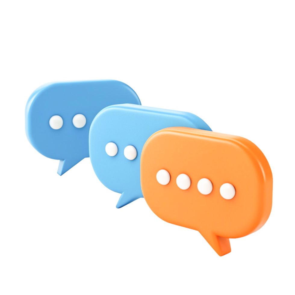 3D Render of Blue and Orange Speech Bubbles for Communication png