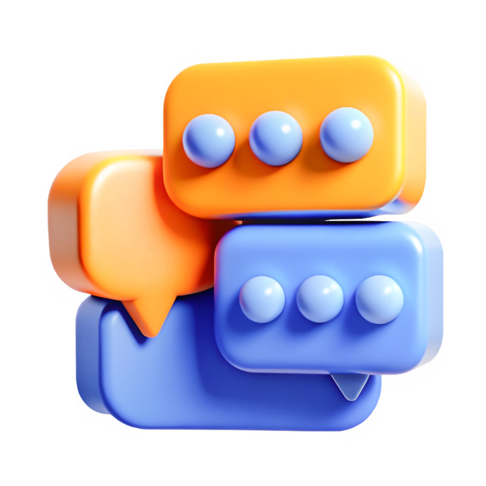 3D Render of Colorful Speech Bubbles Modern Communication Icon Design png
