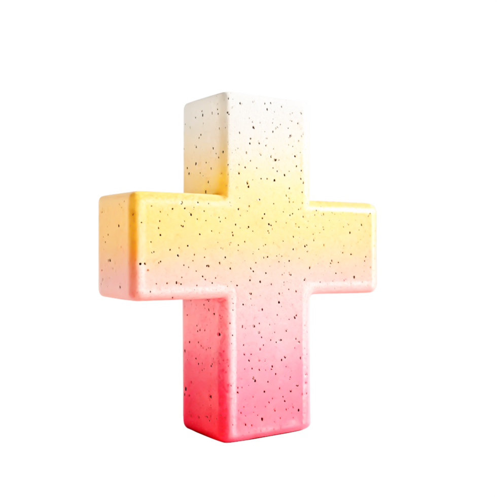 3D Render Pastel Plus Sign, Ombre Candy Color, Speckled Texture png