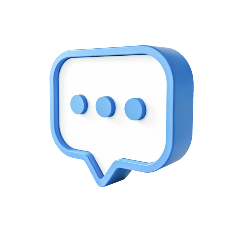 3D Blue Chat Bubble Icon Modern Communication Messaging UI Element png