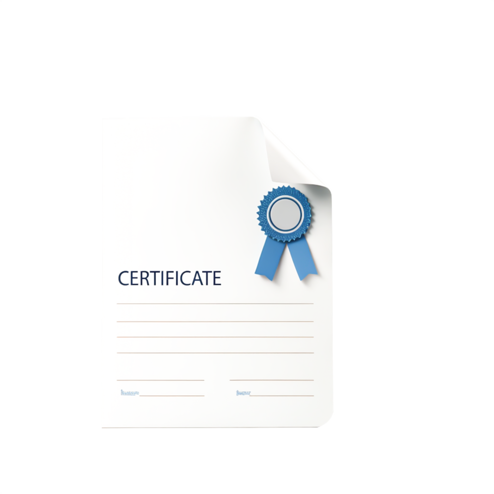 Blank Certificate Template with Blue Seal and Ribbon Achievement Award Design png