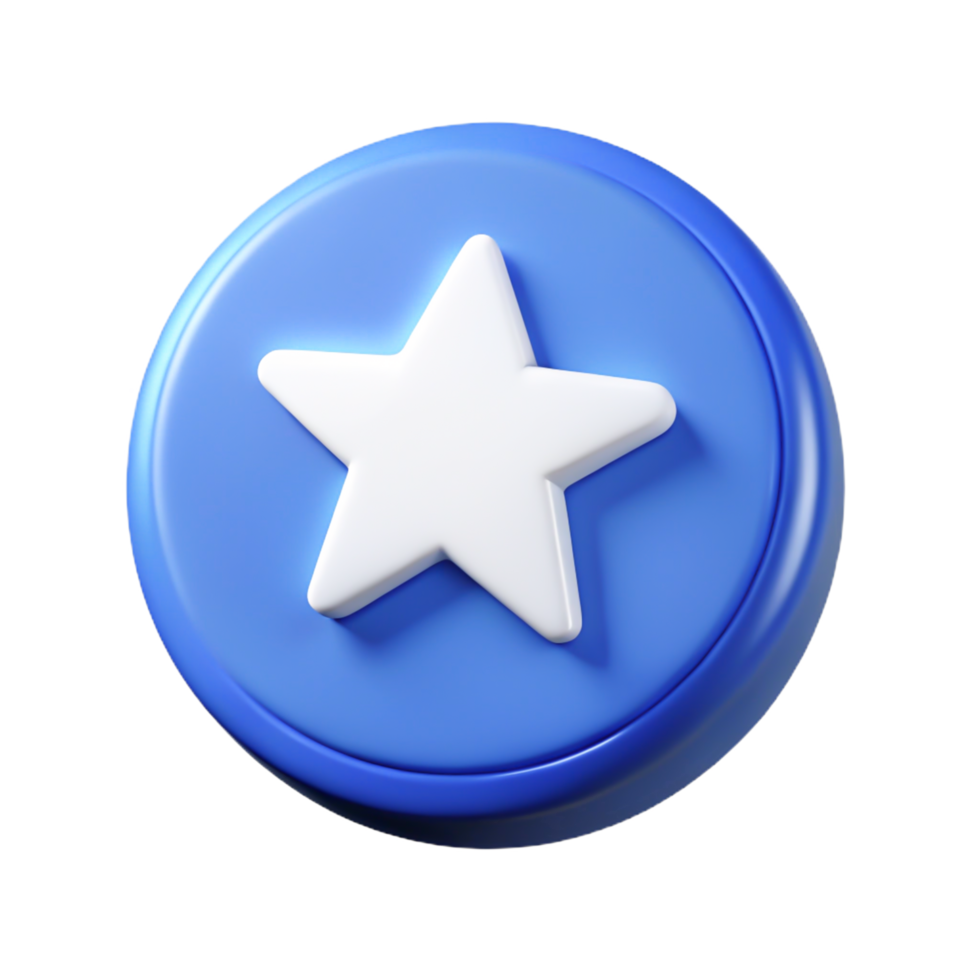 3d rendere di un' blu cerchio pulsante con un' bianca stella icona - App ui elemento png