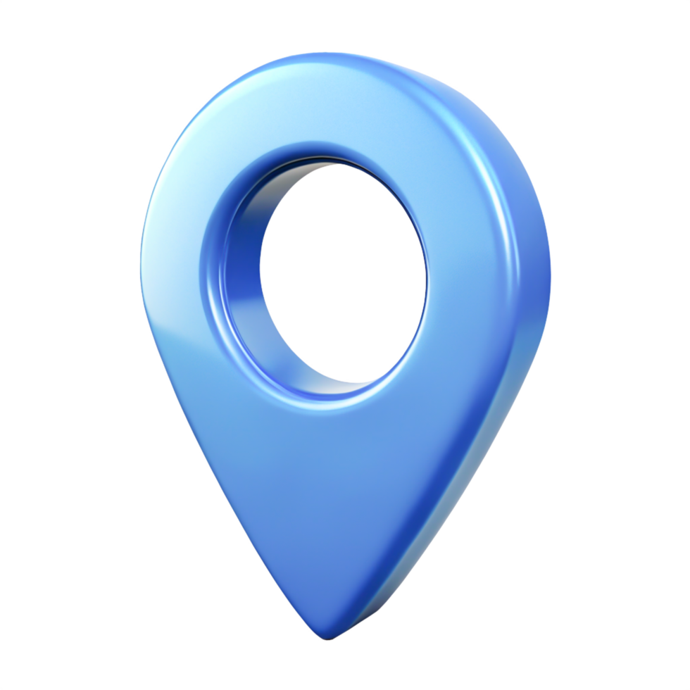 3D Shiny Blue Location Pin Icon Modern GPS Navigation Marker for Maps png