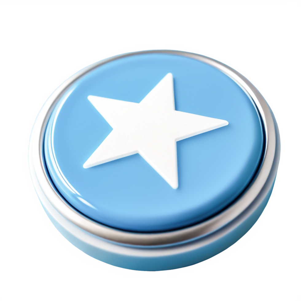 3d render do azul circular botão com branco Estrela ícone aplicativo ui elemento png