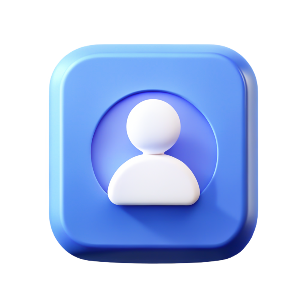 Blue Square User Profile Icon Modern App UI Design Element png