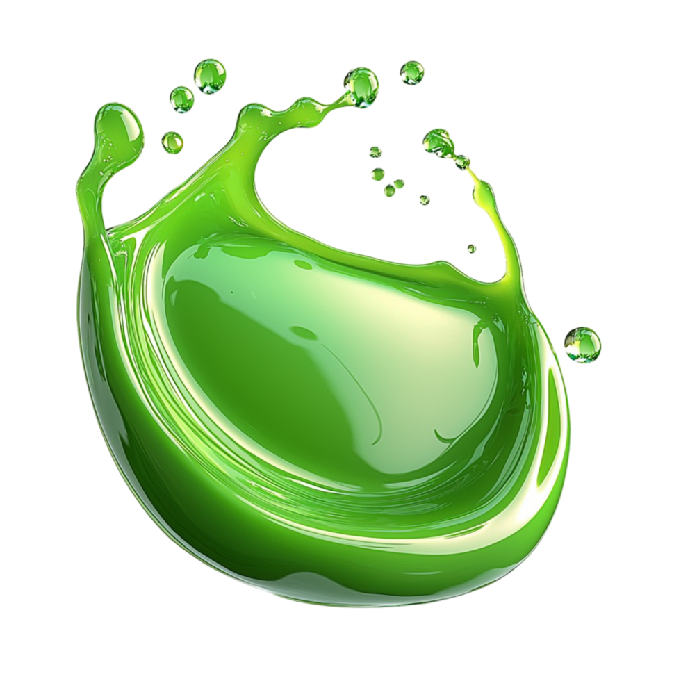 Vibrant green splash liquid droplets creating a dynamic motion png
