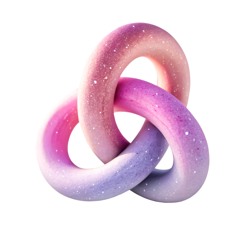 Abstract Pink Purple Intertwined Rings Knot Design 3D Render png