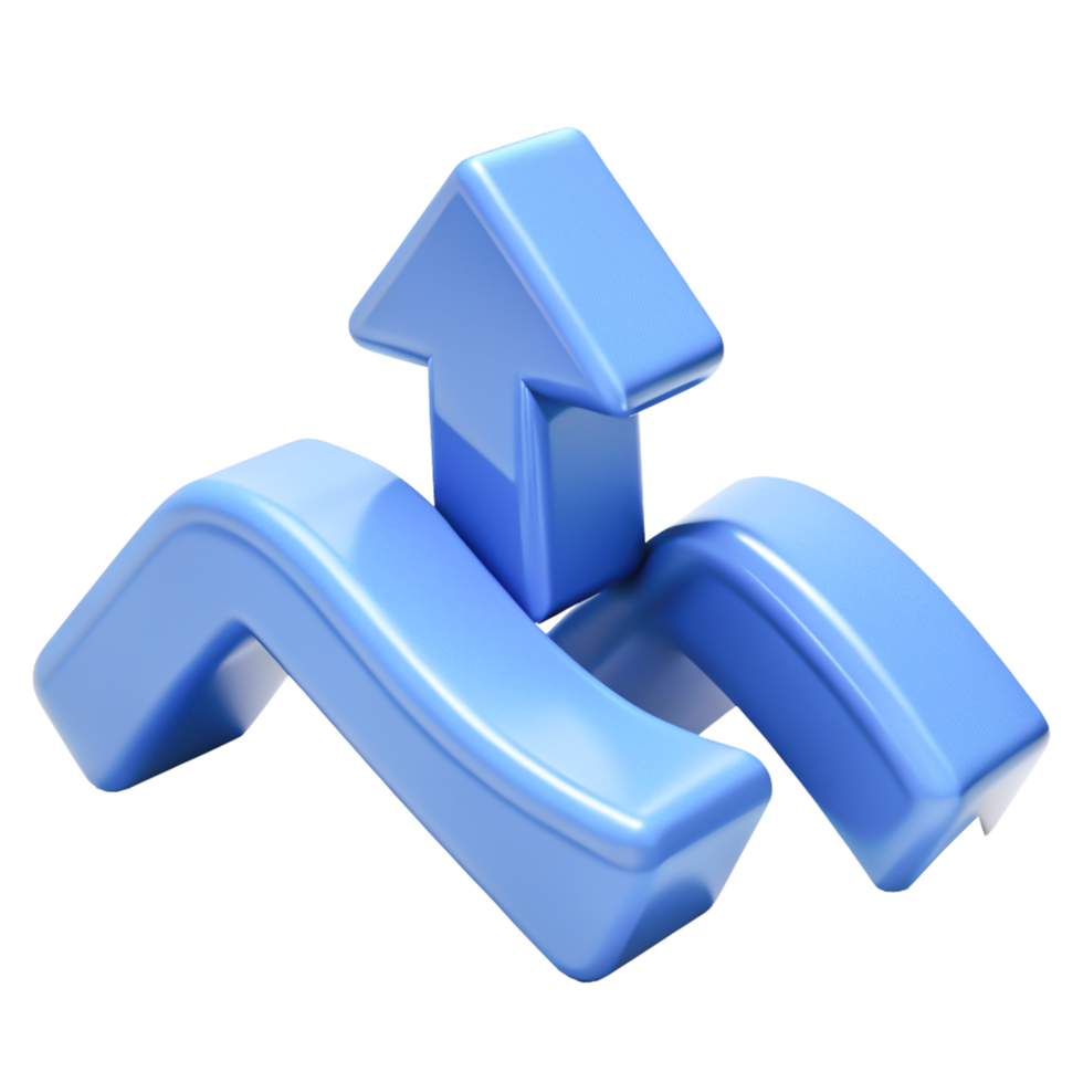 3D Blue Arrows Upward Growth Success Business Concept Render png