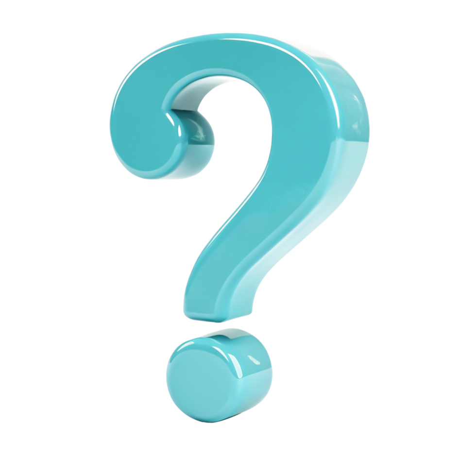 3D Render of Glossy Teal Question Mark, FAQ Symbol, Inquiry Sign, Help Icon png