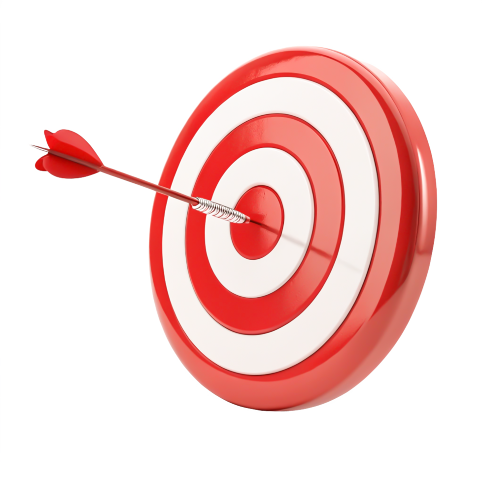 Red Target with Arrow Achieving Success, Accuracy, and Goal Achievement png