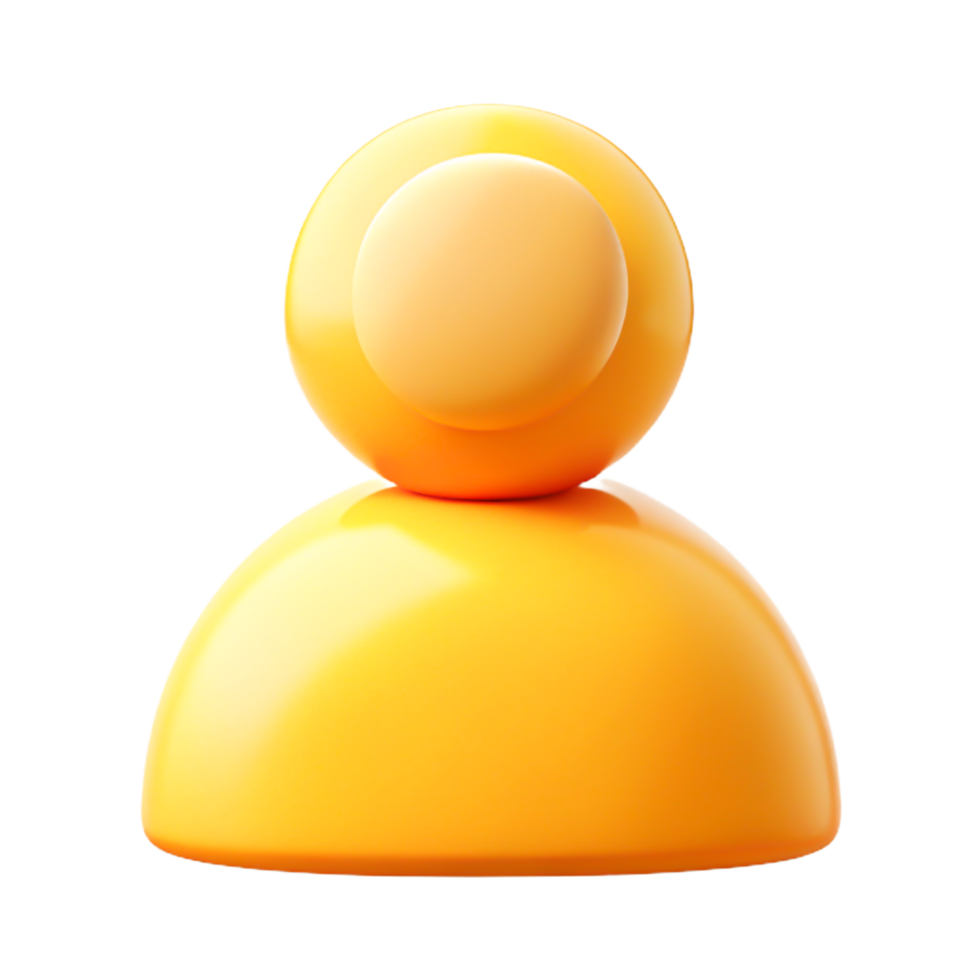 3D Abstract Yellow User Icon Minimalist Profile Avatar for Website App Design png