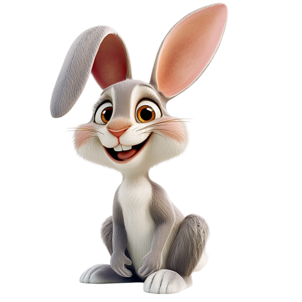 Happy bunny sitting ears up a cheerful smile png