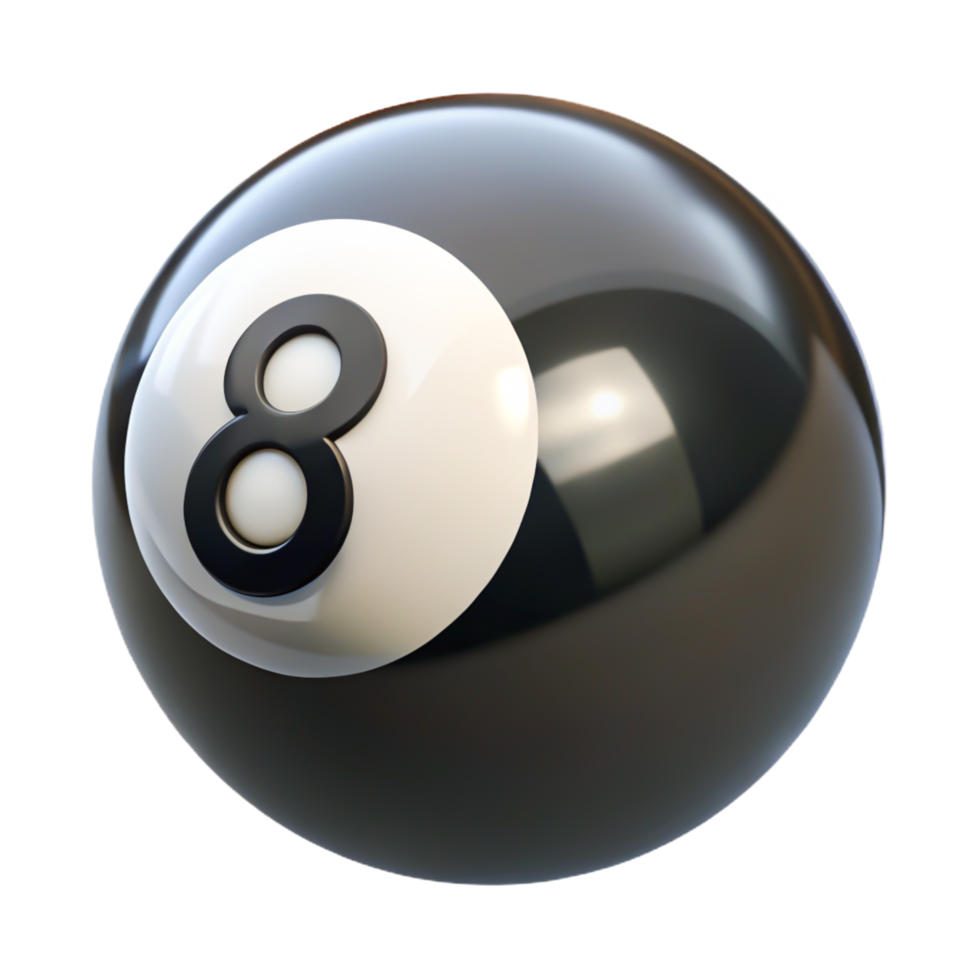 Realistic 3D Render of Eight Ball, Billiards, Pool, Black and White Sphere png