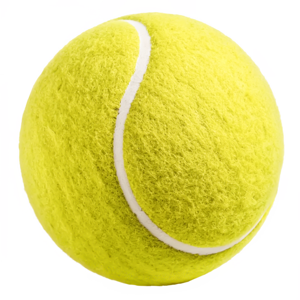 Close-up of a Fuzzy Yellow Tennis Ball Isolated on White Background png