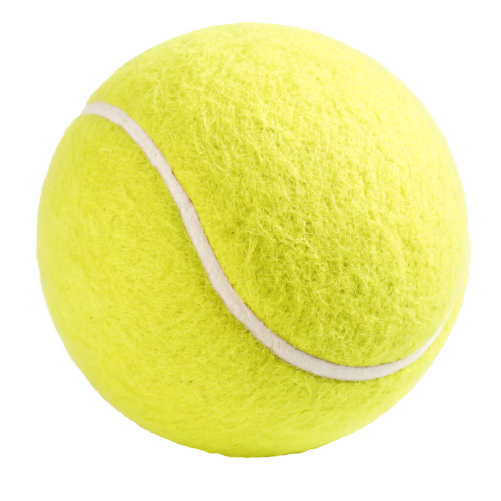 Close-up of a Bright Yellow Tennis Ball Isolated on png