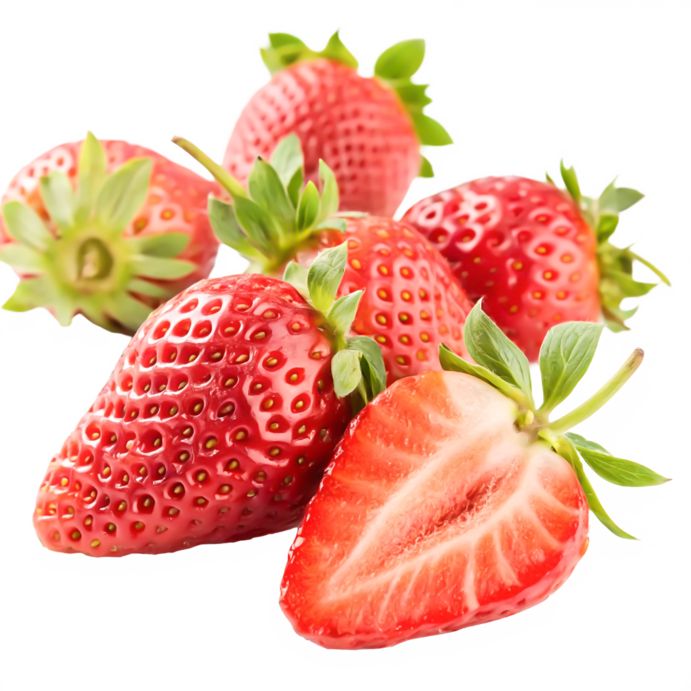 Fresh Red Strawberries Isolated on White Background, Closeup, Juicy Fruit png