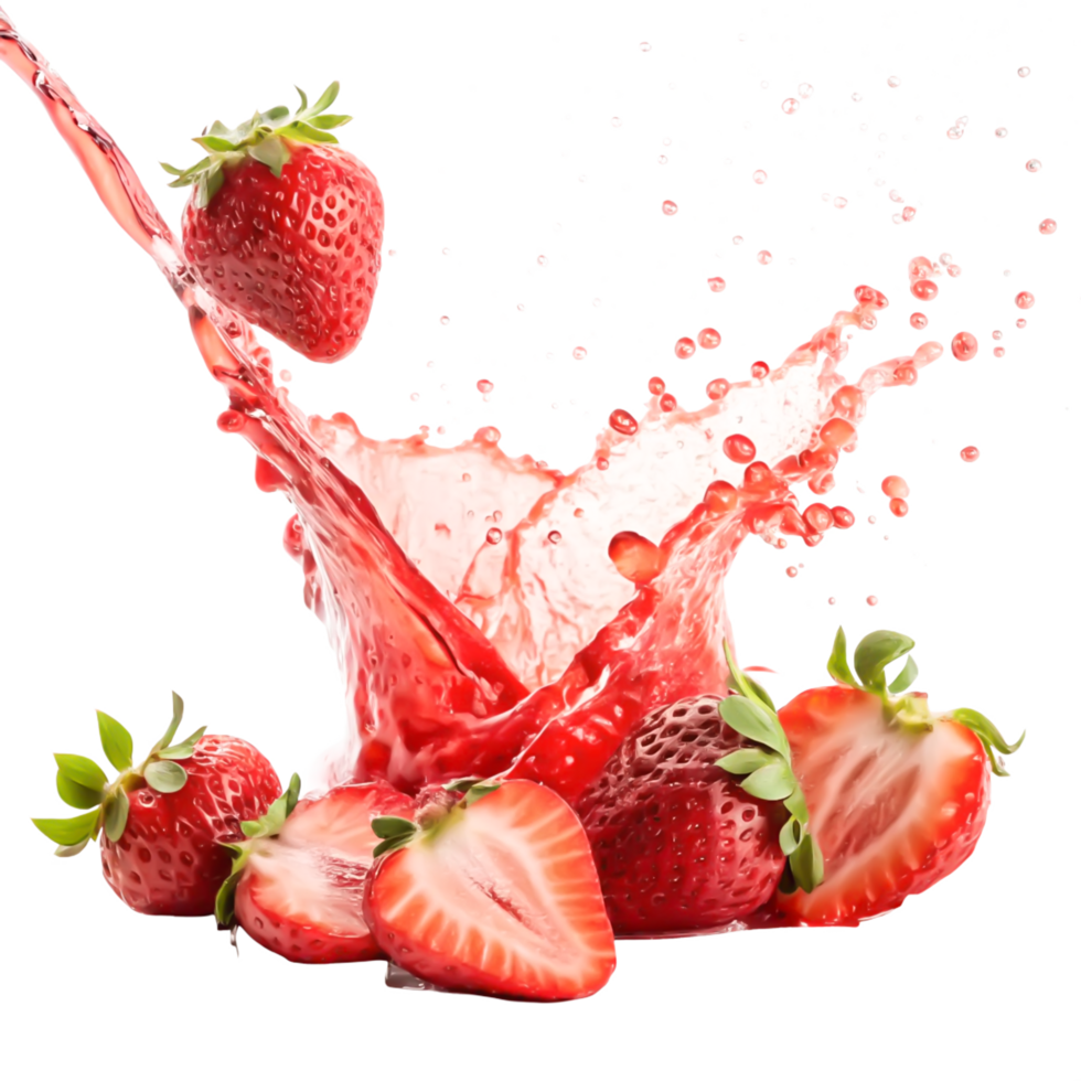 Delicious Strawberry Splash Juicy Red Berries Refreshing Juice Burst png