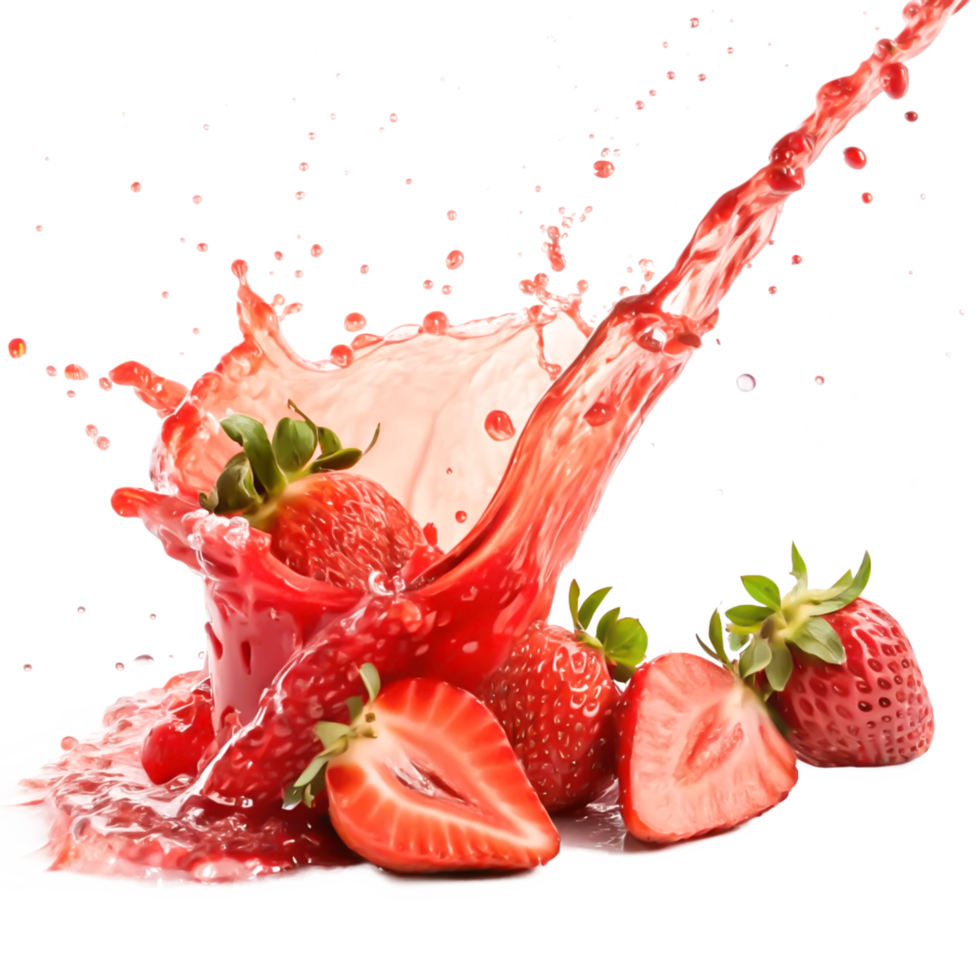 Juicy Strawberry Splash Fresh Fruit, Red Juice, Summer Drink png