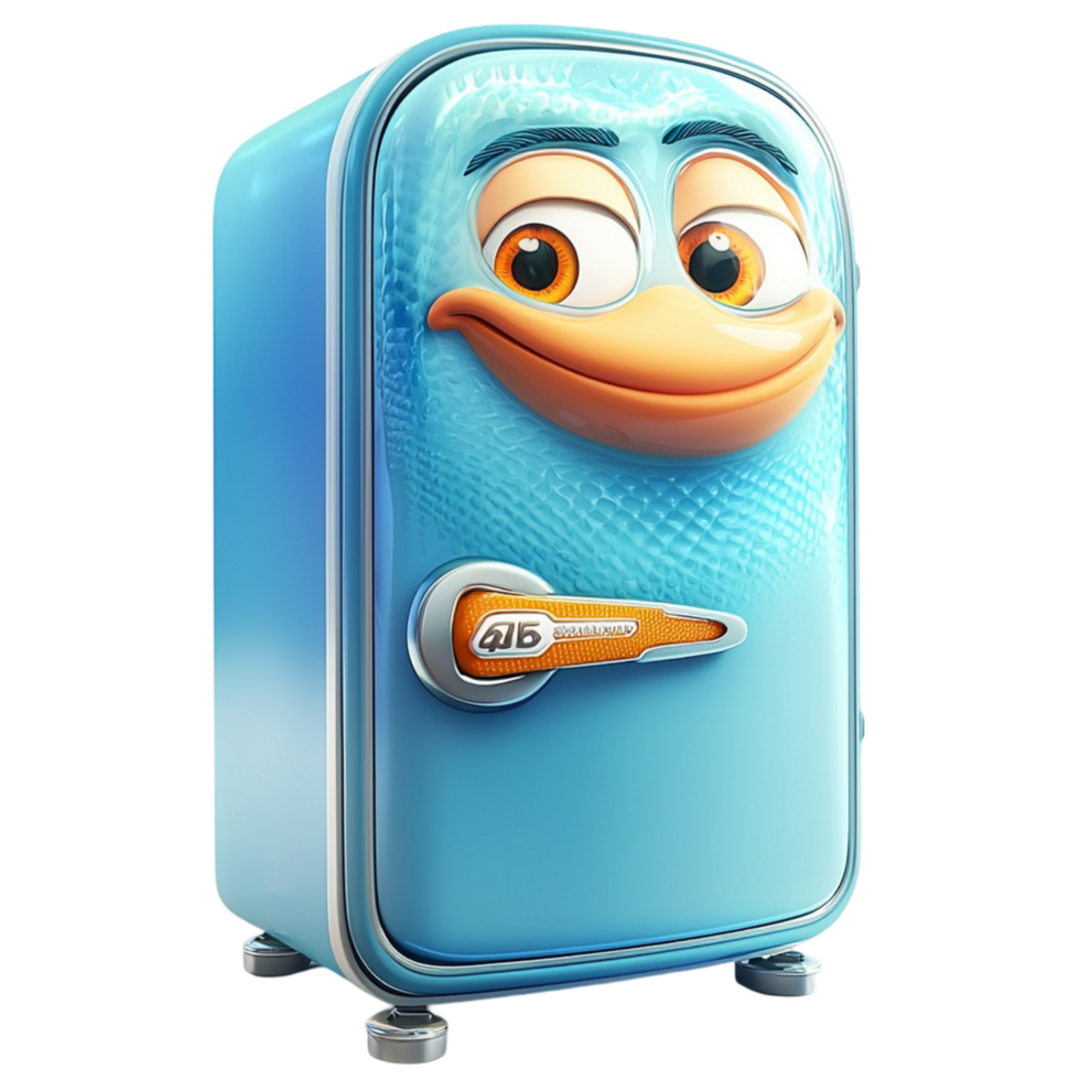 Animated blue suitcase friendly smiling face travel excitement png