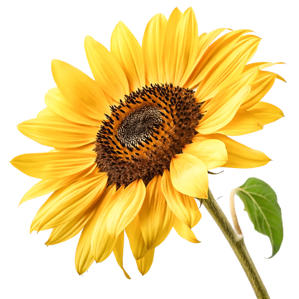 Vibrant Single Sunflower Blossom Isolated on White Background, Close-Up Detail png