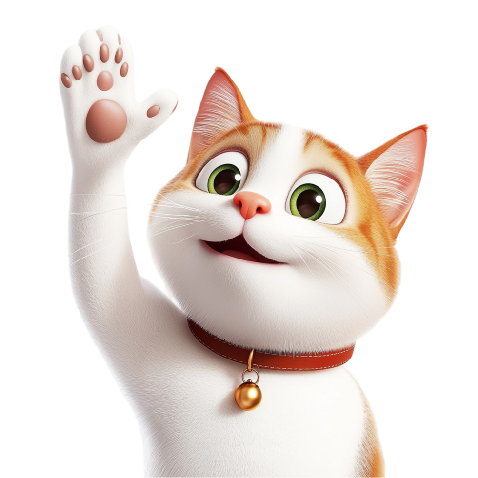 Cheerful waving cat a lucky paw a playful expression png