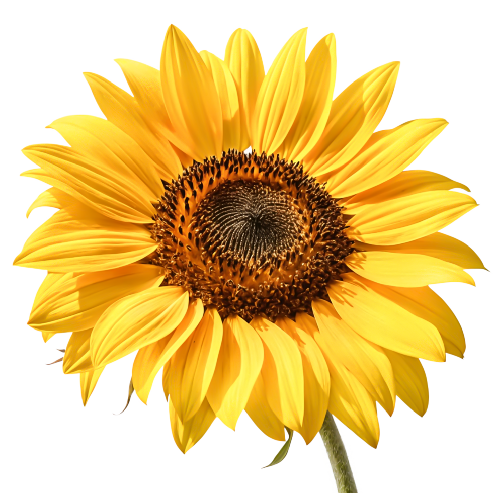 Vibrant Yellow Sunflower Blossom Isolated on White Background - Detailed Macro Photography png