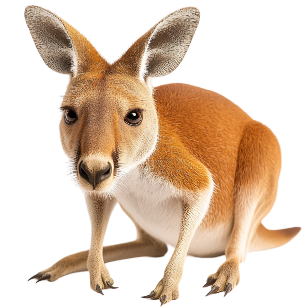 Curious kangaroo sting upright strong legs expressive ears png