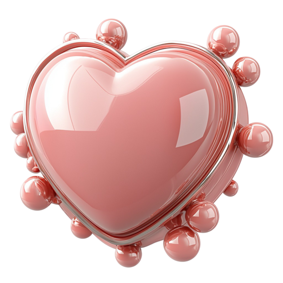 Glossy pink heartshaped bubble soft smooth delicate rounded edges png