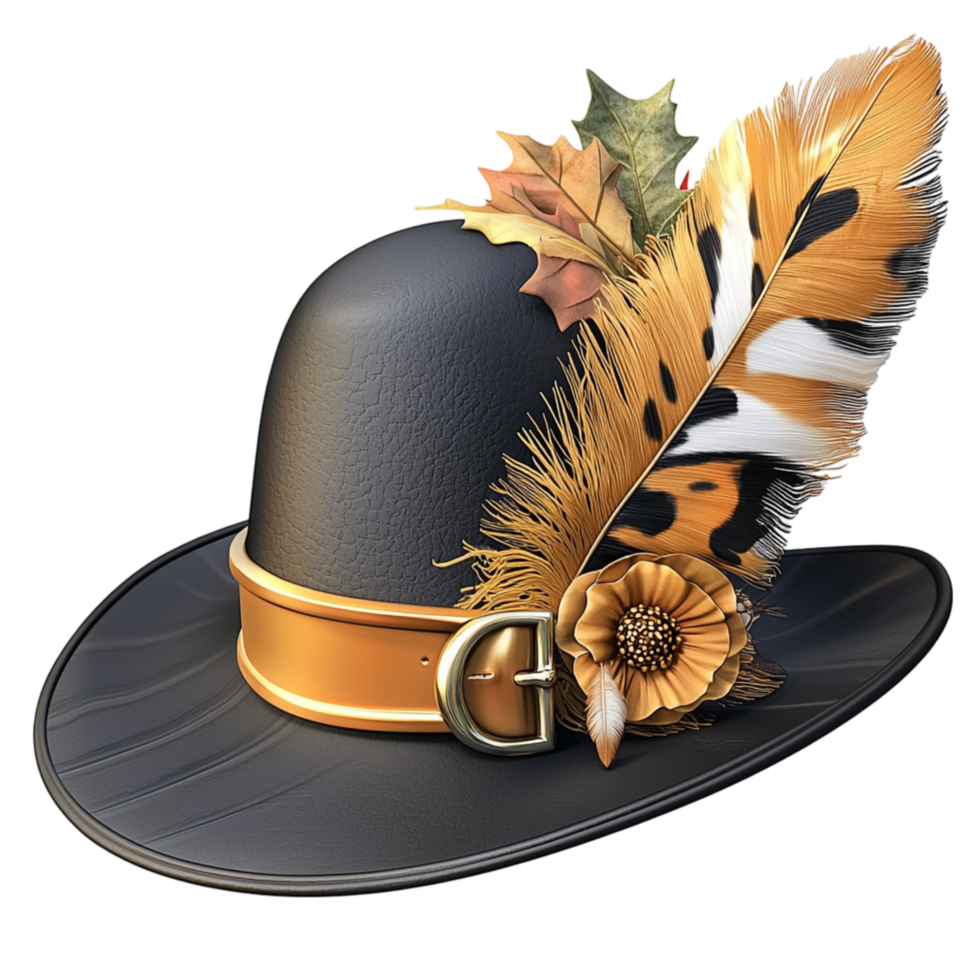Traditional Bavarian hat decorated stylish feathers elegant belt buckle png