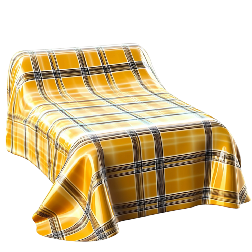 Cozy warm blanket classic plaid pattern folded neatly on bed png
