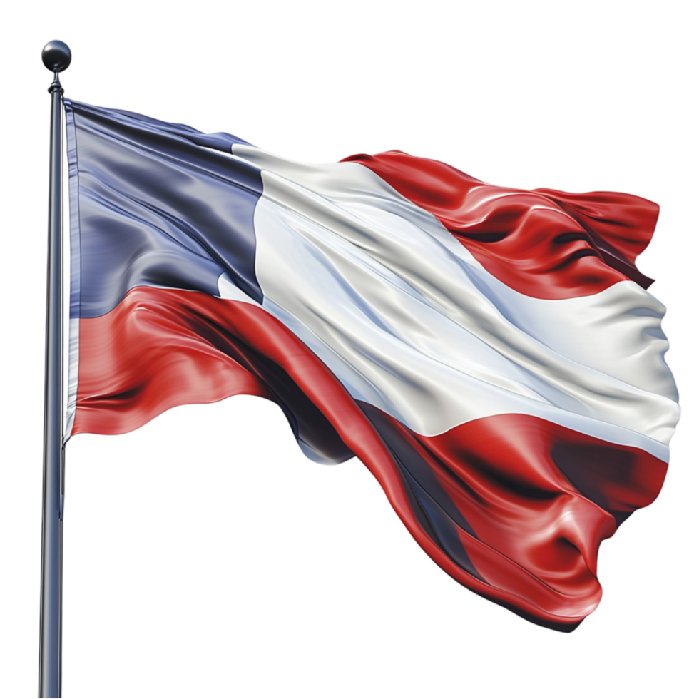Waving flag red white blue fabric blowing beautifully png